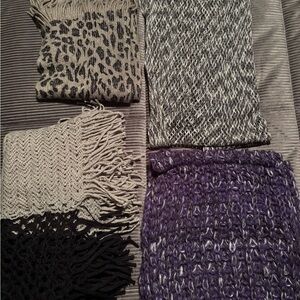 Set of Knitted Scarves in Various Patterns